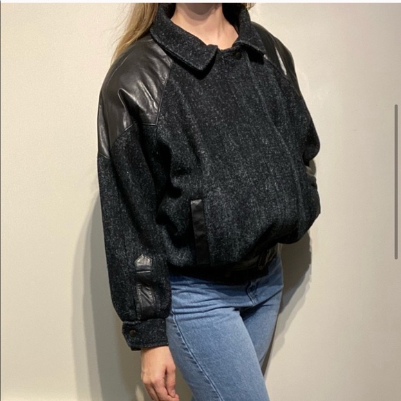 Vintage Wool & Leather Bomber Jacket - Picture 12 of 13